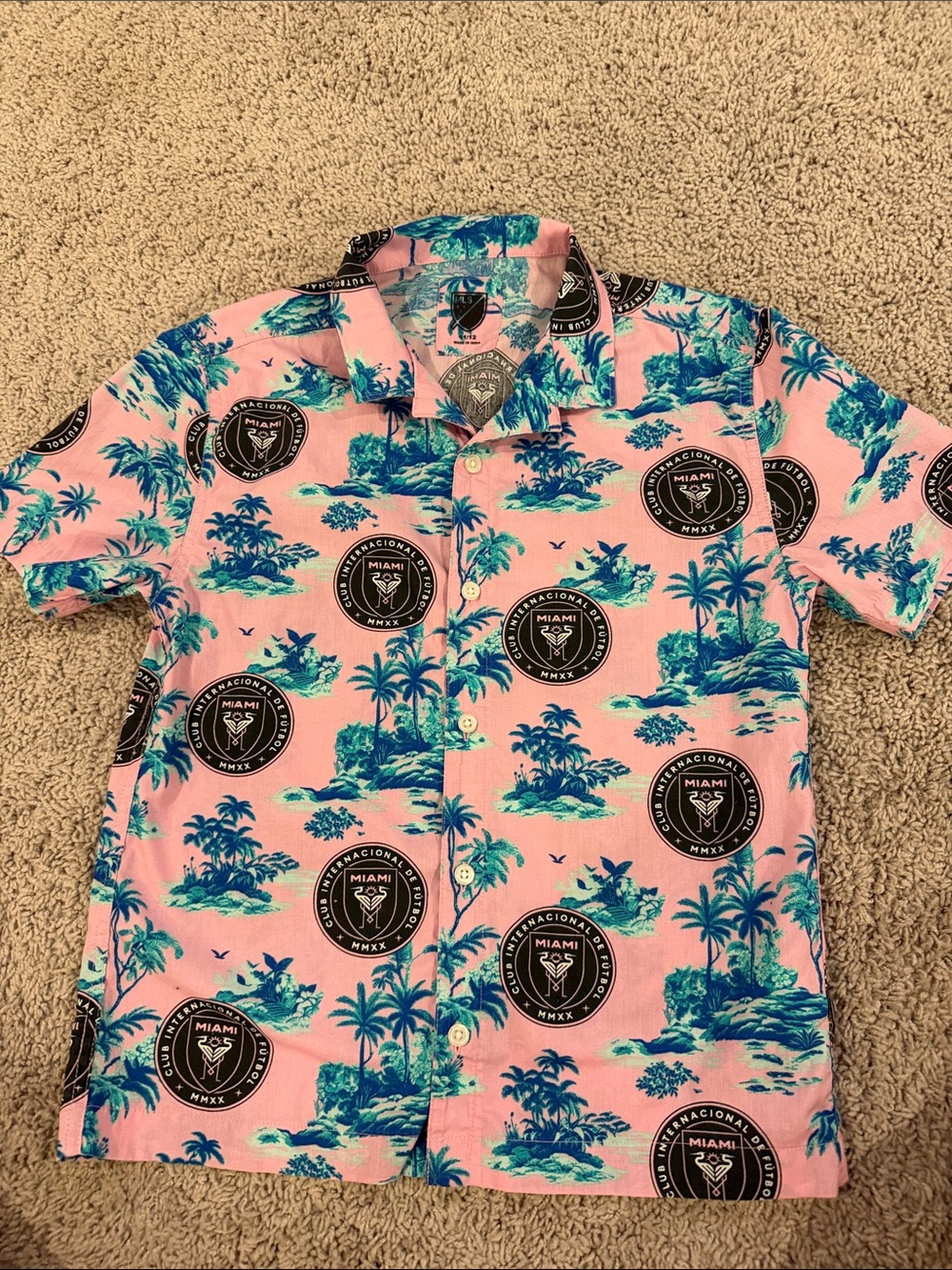 abercrombie kids Pink & Teal Island Print Button-Down Shirt